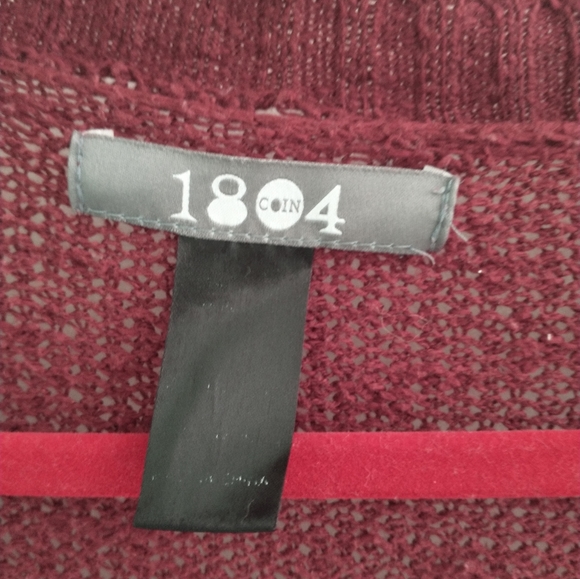 1804 coin women's hi-lo burgundy lace sweater - Picture 13 of 15